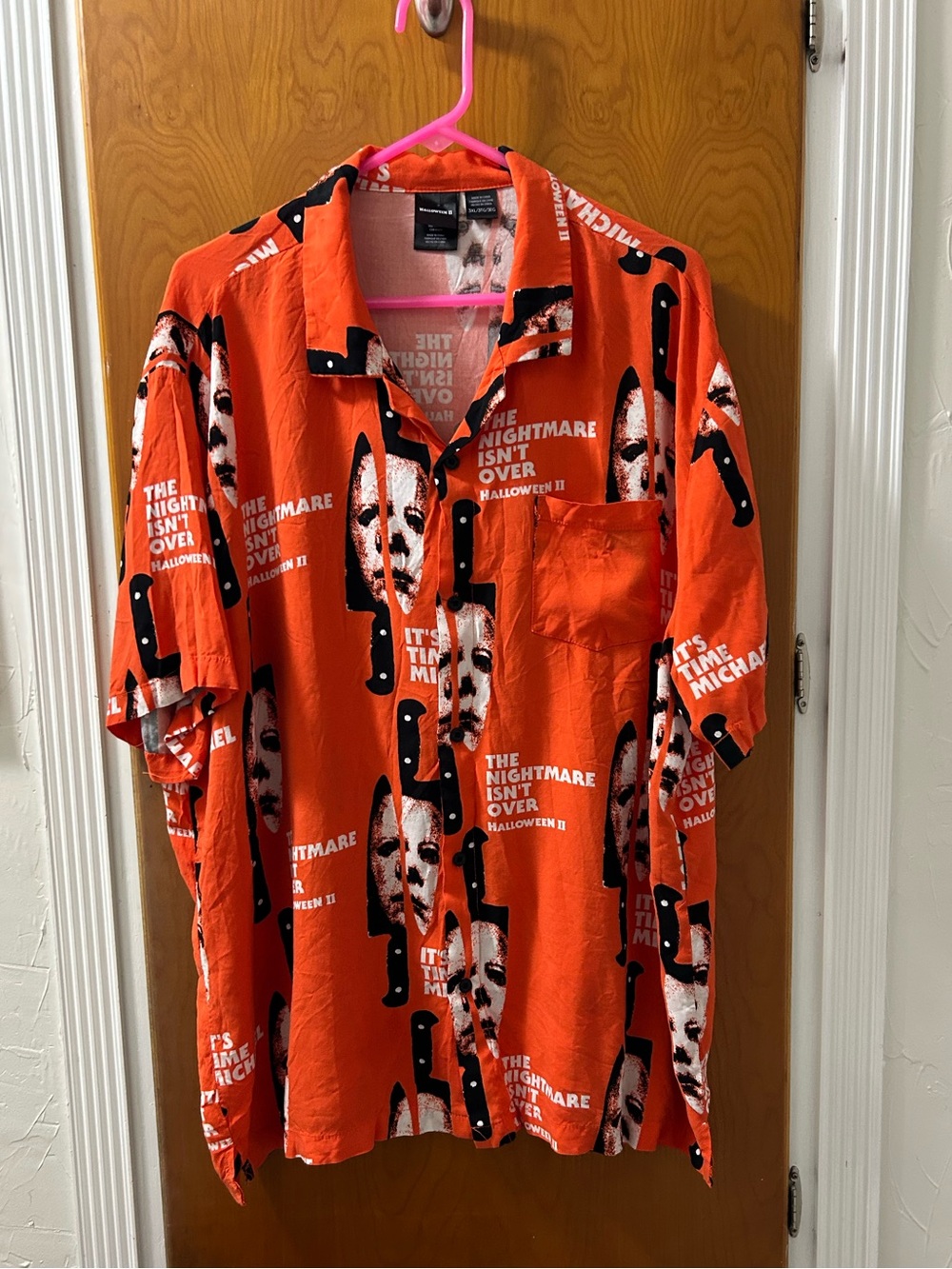 Halloween II Michael Myers Orange Short-Sleeve Button down shirt